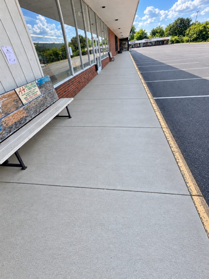 A storefront walkway in Crossville that Rodney pressure washed